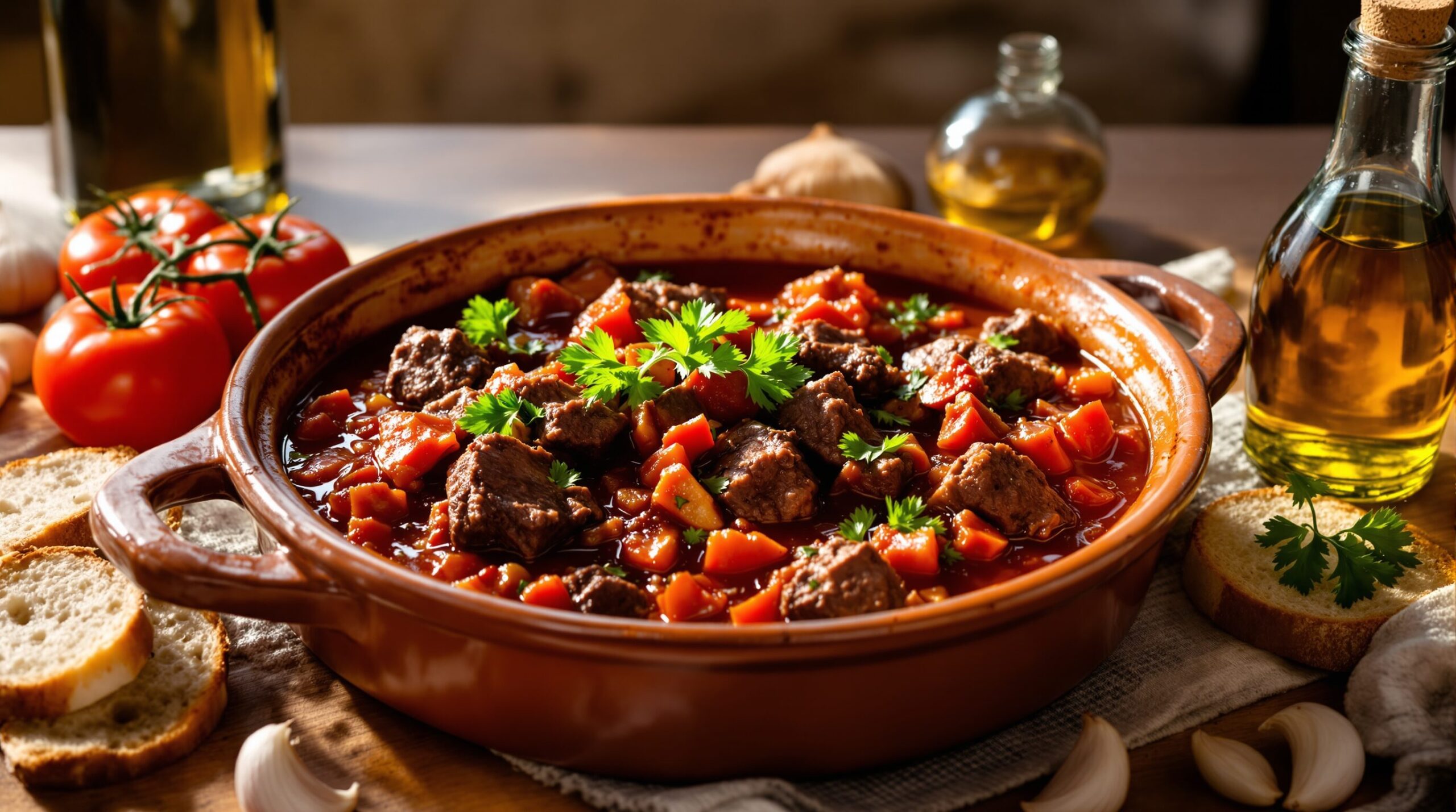 Carne y tomate: el método tradicional para preparar un guiso andaluz jugoso